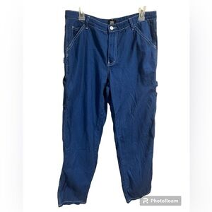 Simple Society Wide Leg Carpenter Cargo Jeans Indigo Size 11/30 Skater Y2K Retro